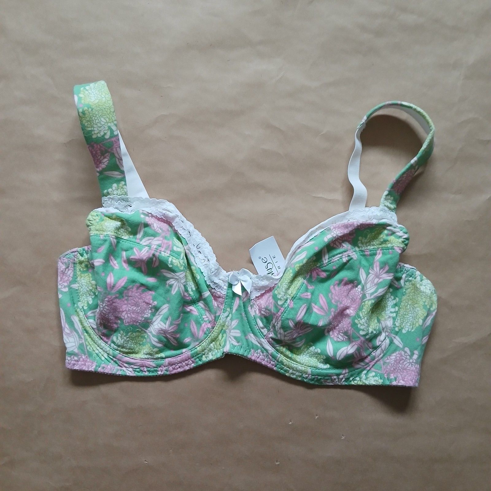 Curve Muse Lingerie Bra Underwire Women’s Us 40d Green Floral Nwt